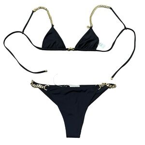 STELLA MCCARTNEY**Falabella Chain Bikini Set***Small Top + Large Bottom $428 NWT